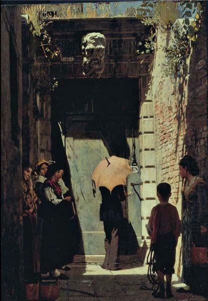 unknow artist Ingresso di una casa patrizia a Venezia, oil painting by Giacomo Favretto china oil painting image